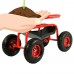 Sunnydaze Rolling Garden Cart with 360 Degree Swivel Seat & Tray, Red   567147254